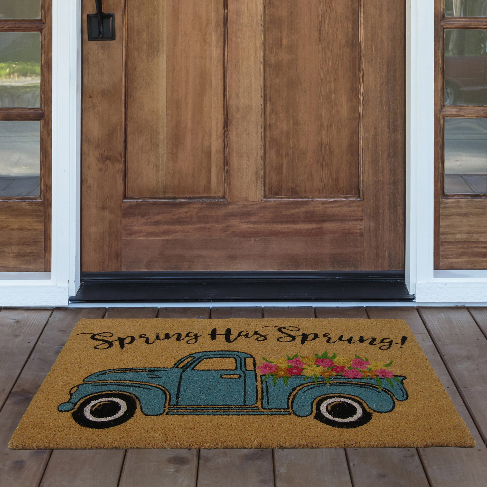 August Grove Kunkle Spring Has Sprung Farm Truck Coir 30 In X 18 In Non Slip Indoor Outdoor Door Mat Reviews Wayfair