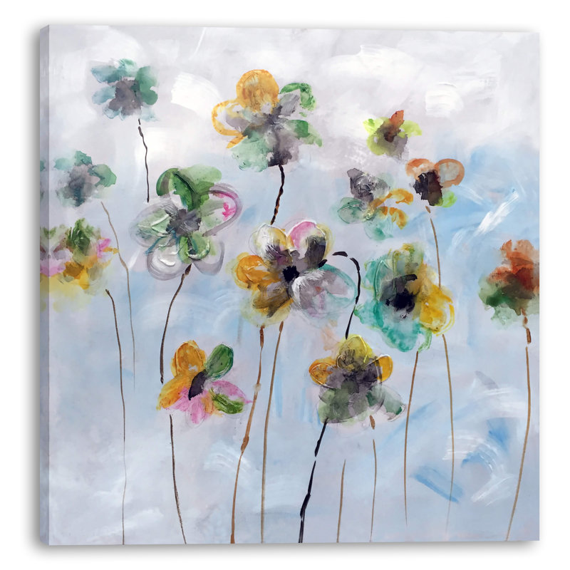 Ebern Designs Flowers In The Wind Oil Painting Print On Wrapped