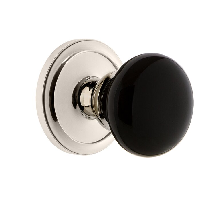 Grandeur Hardware 852551 Grande Victorian Plate with Coventry Knob Passage Backset Size 2.375 Polished Nickel 