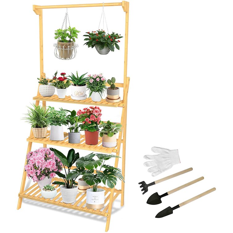Adjustable Bamboo Plant Stand Indoor 3 Tier Tall Corner Flower Pots Rack Holder 