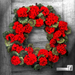 Red Geranium Wreath 22 inch rz19spw 3702141 NEW Spring 