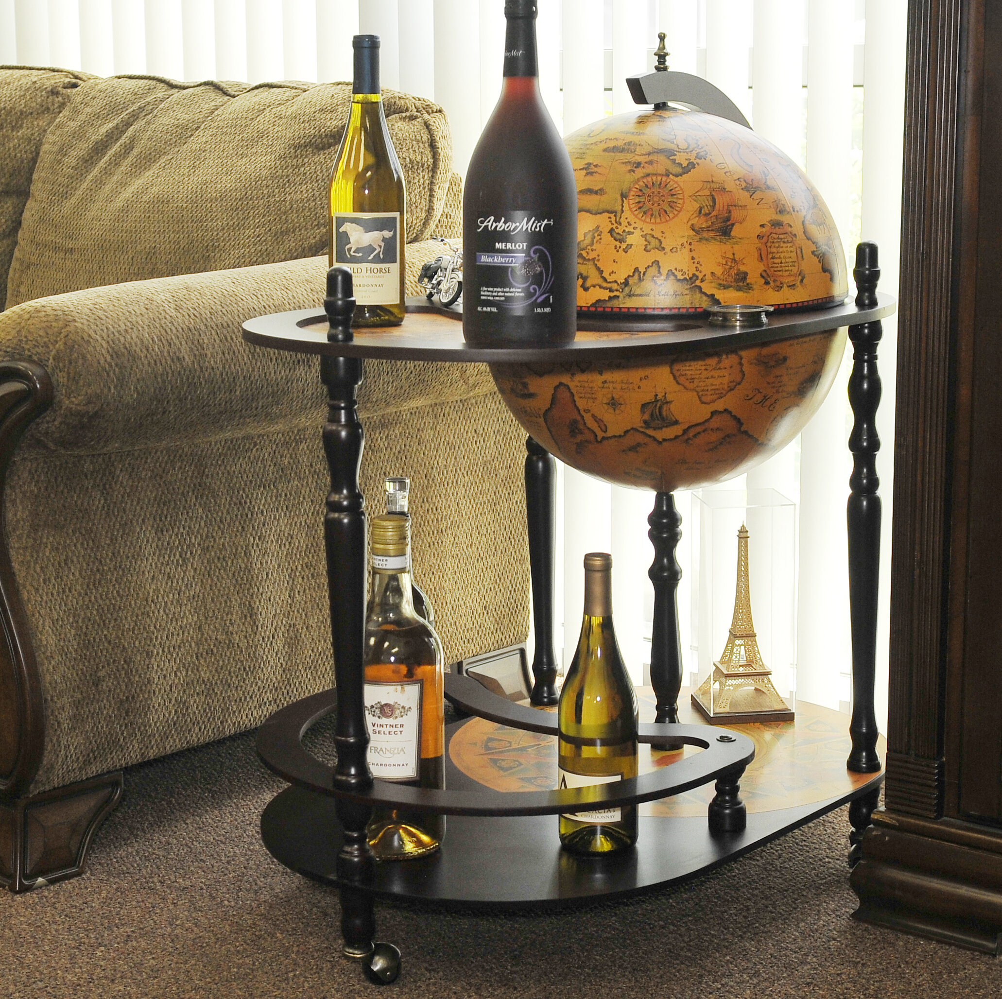 Charming House Design Bar Globe Drinks Cabinet Globe Shaped MiniBar Trolley Old World Map Antique Look Home Storage Rack Bar Globe
