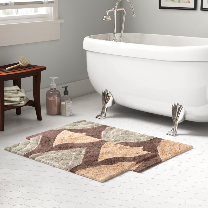 Alcott Hill Steadman Rectangular 100 Cotton Non Slip Geometric 2 Piece Bath Rug Set Reviews Wayfair