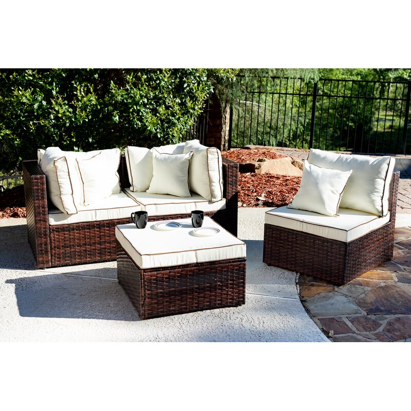 Three Posts Burruss Patio Sectional With Cushions Reviews
