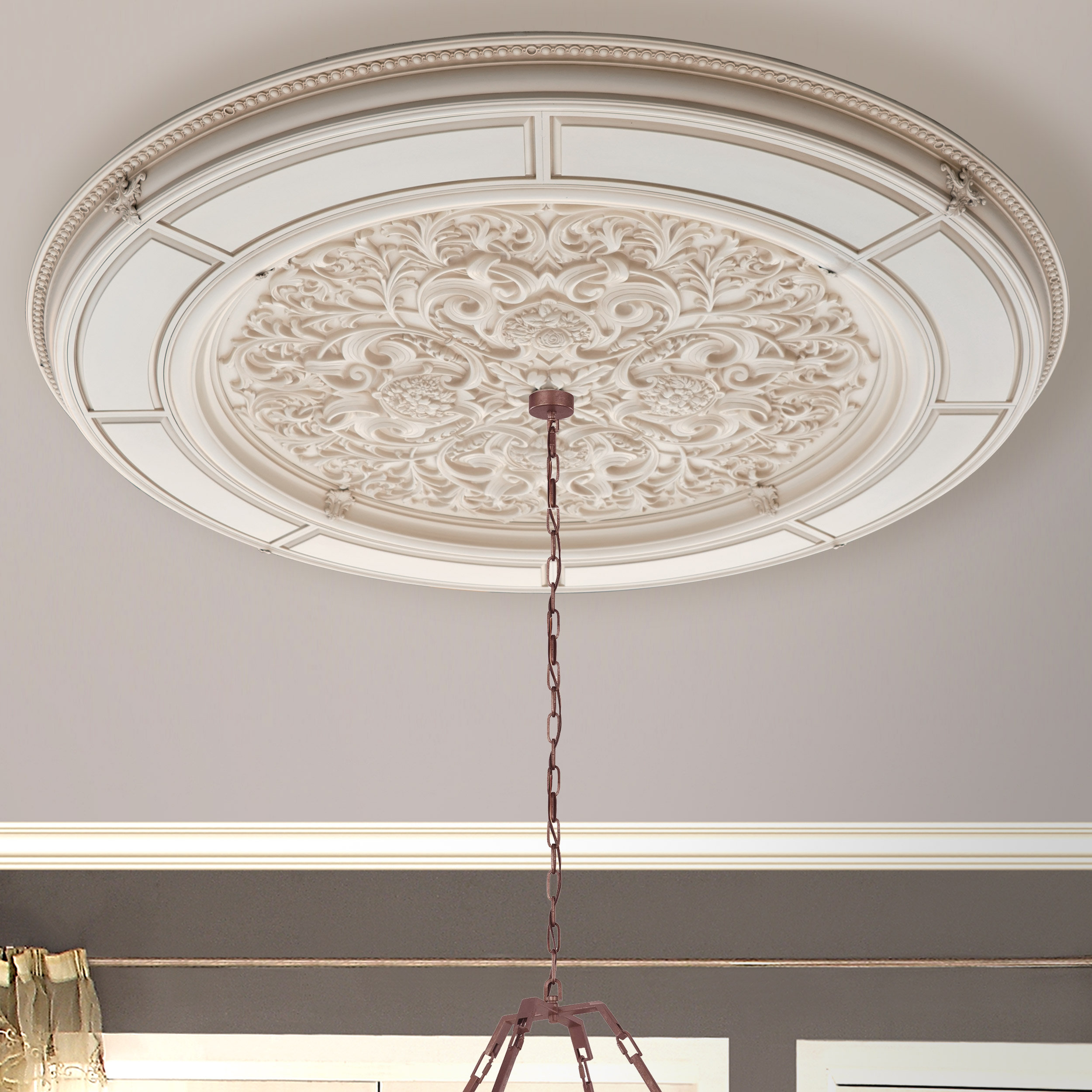 Alluring Carve Cream Round Ceiling Medallion