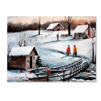 Old Springhouse At Chirstmas  Wrapped Canvas Print Trademark Fine Art Size 24 H x 32 W x 2 D