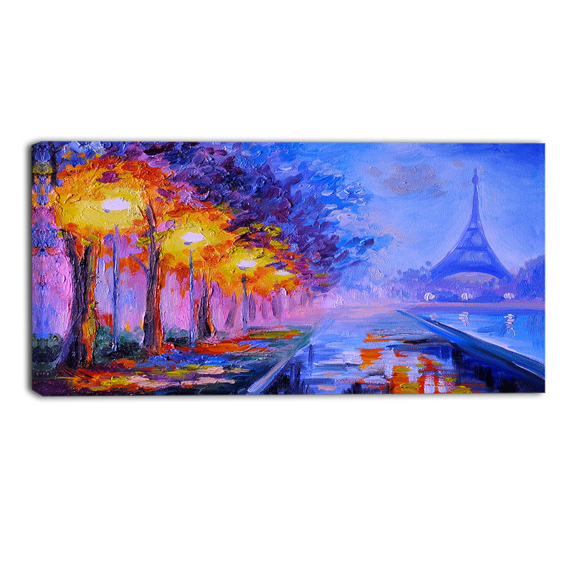 Designart Eiffel From A Distance Landscape Painting Print On