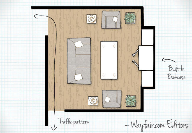 in the first layout the sofa faces the focal point in this example the focal point is a bookshelf but it can also be a television fireplace or window - Living Room Floor Plans in the first layout the sofa faces the focal point in this example the focal point is a bookshelf but it can also be a television fireplace or window - Living Room Floor Plans