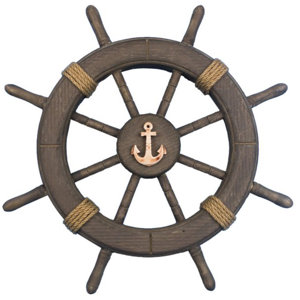 Decorative Ship Wheel with Anchor Wall Du00e9cor