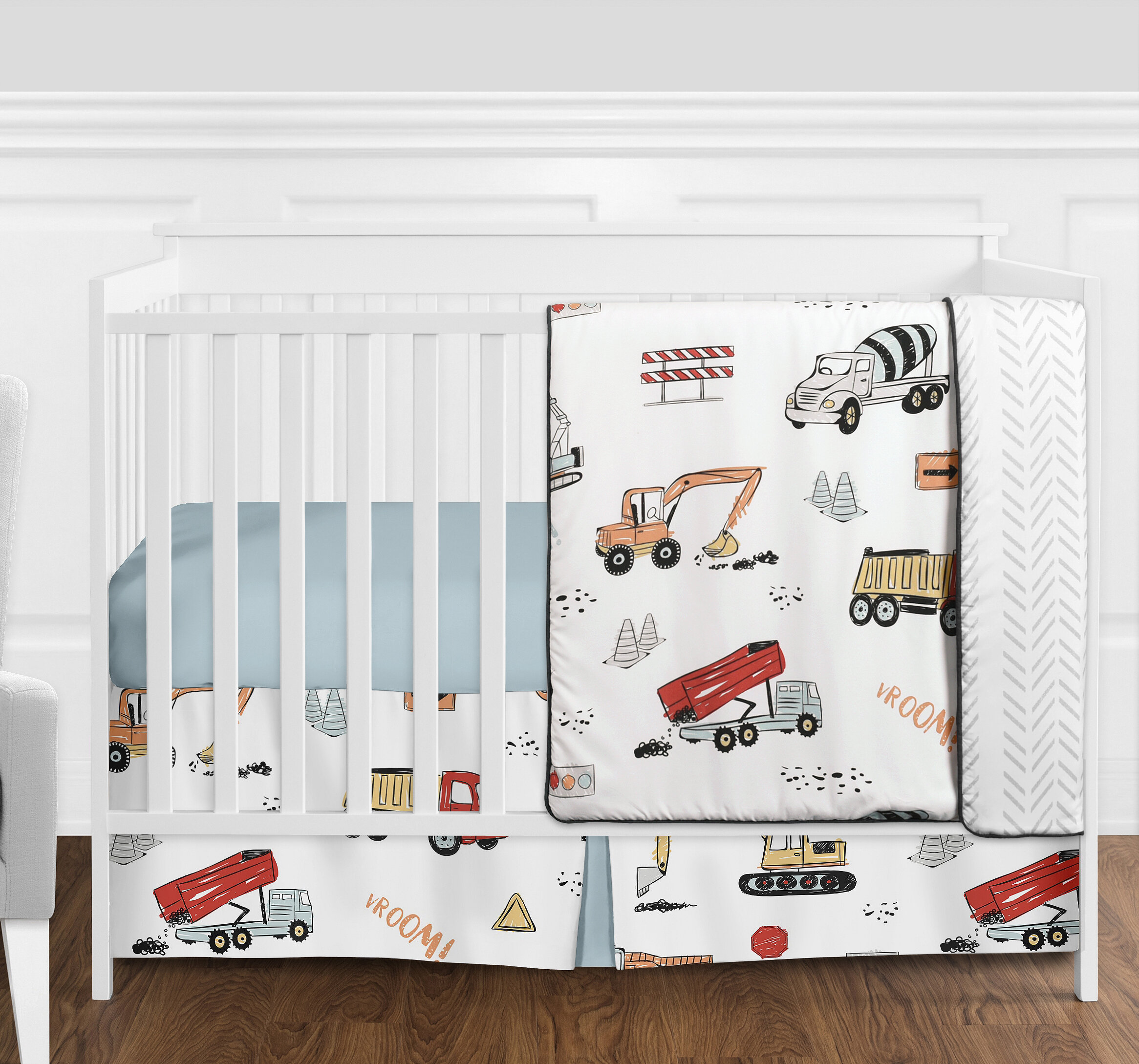 Sweet Jojo Designs Construction Truck 4 Piece Crib Bedding Set