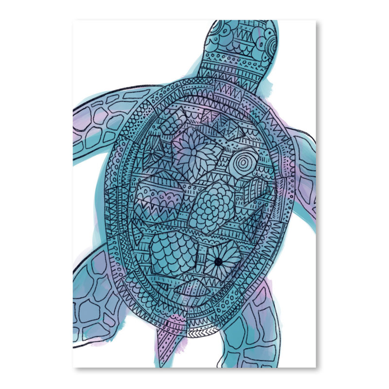 East Urban Home Tribal Sea Turtle Watercolor Painting Print Wayfair