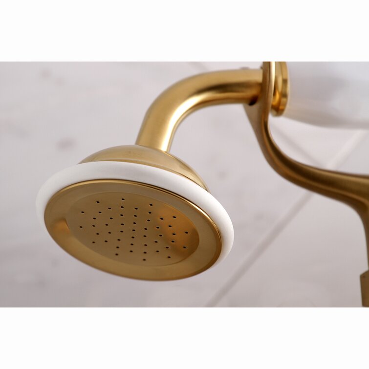 Wall Mount Brass Polished Chrome Clawfoot Bathtub Tub Faucet w/Hand Shower EI