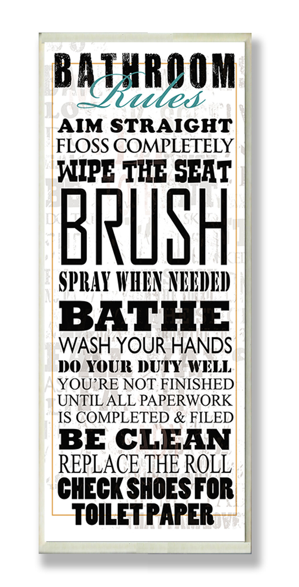 Winston Porter Bathroom Rules - Picture Frame Textual Art On Wood 