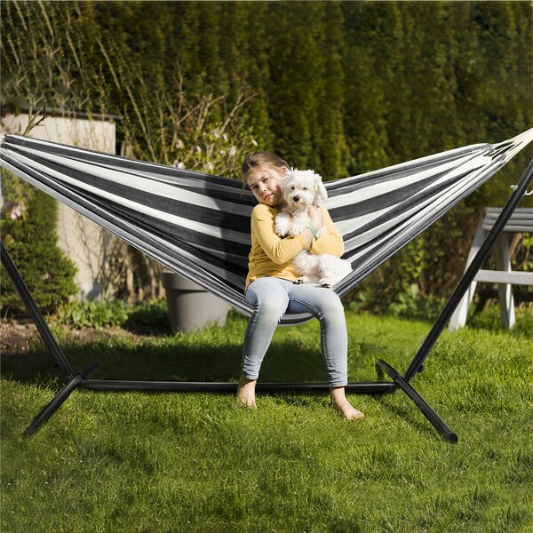 Portable Hammock with Steel Stand Pillow Camping Bed Outdoor Lounge Cot Relaxing 