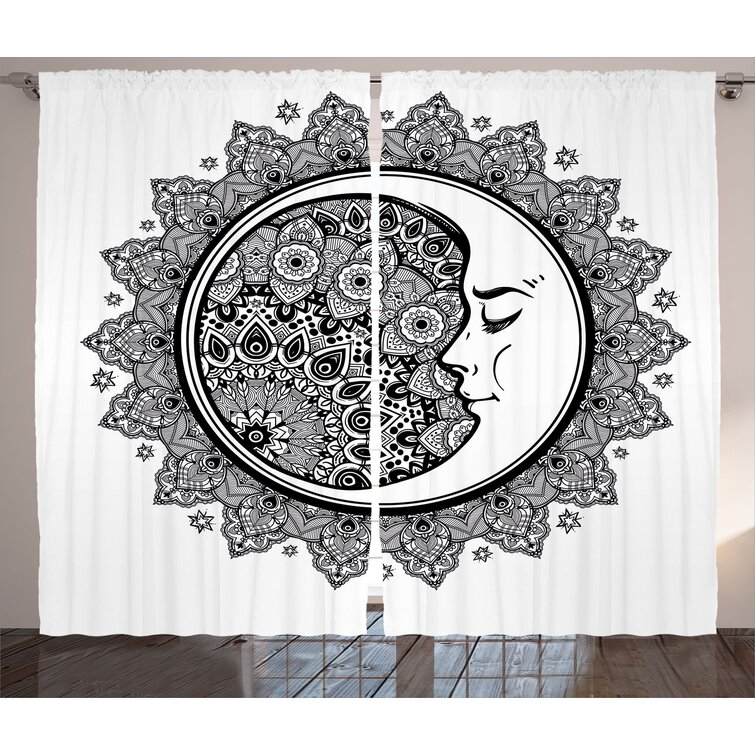 Indian Black And White Cotton Mandala Curtain Window Treatment Door  Curtain 
