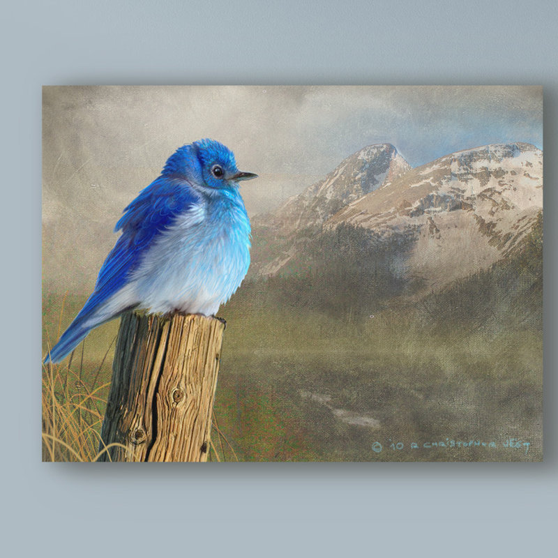 Millwood Pines Mountain Blue Birds Acrylic Painting Print On