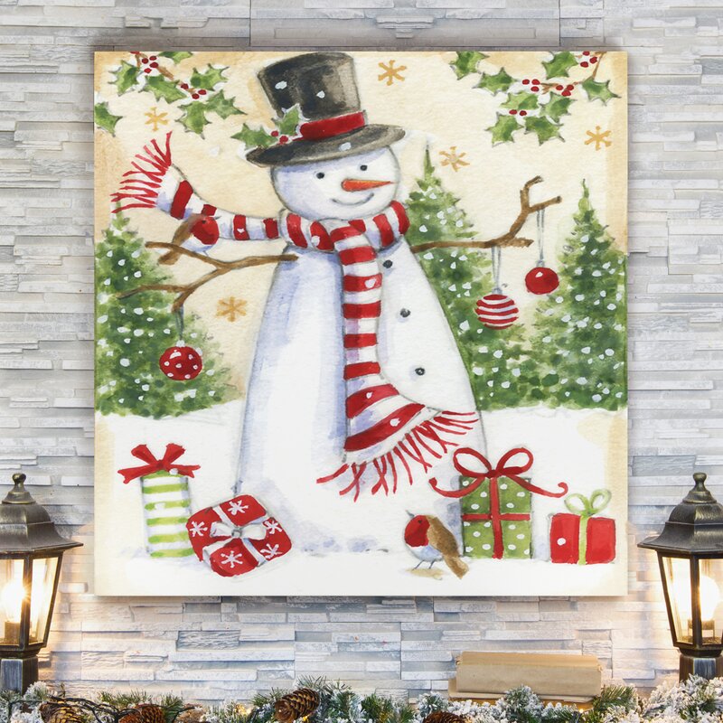 Snowman Merriment - Wrapped Canvas Print
