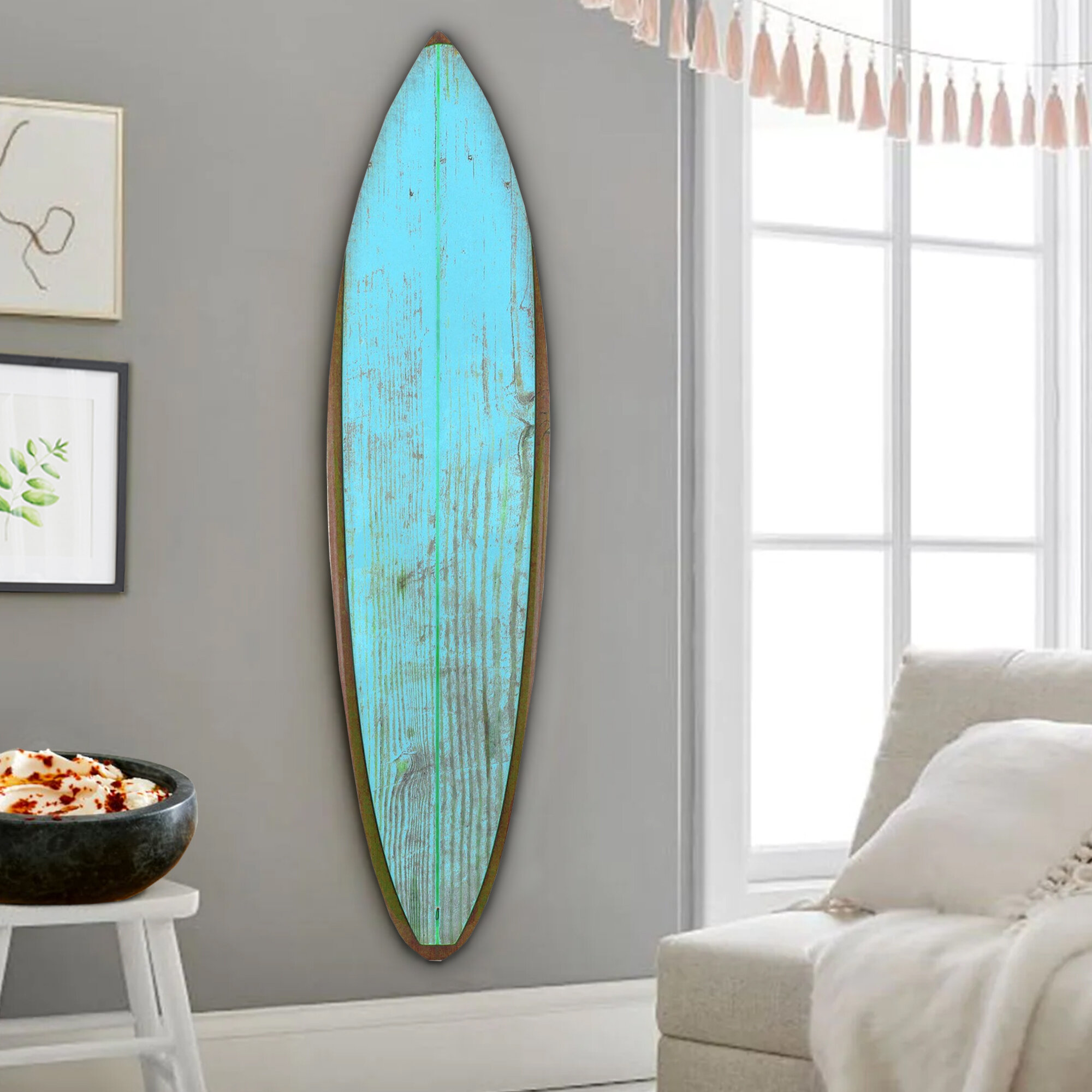 surfboard shelf decor