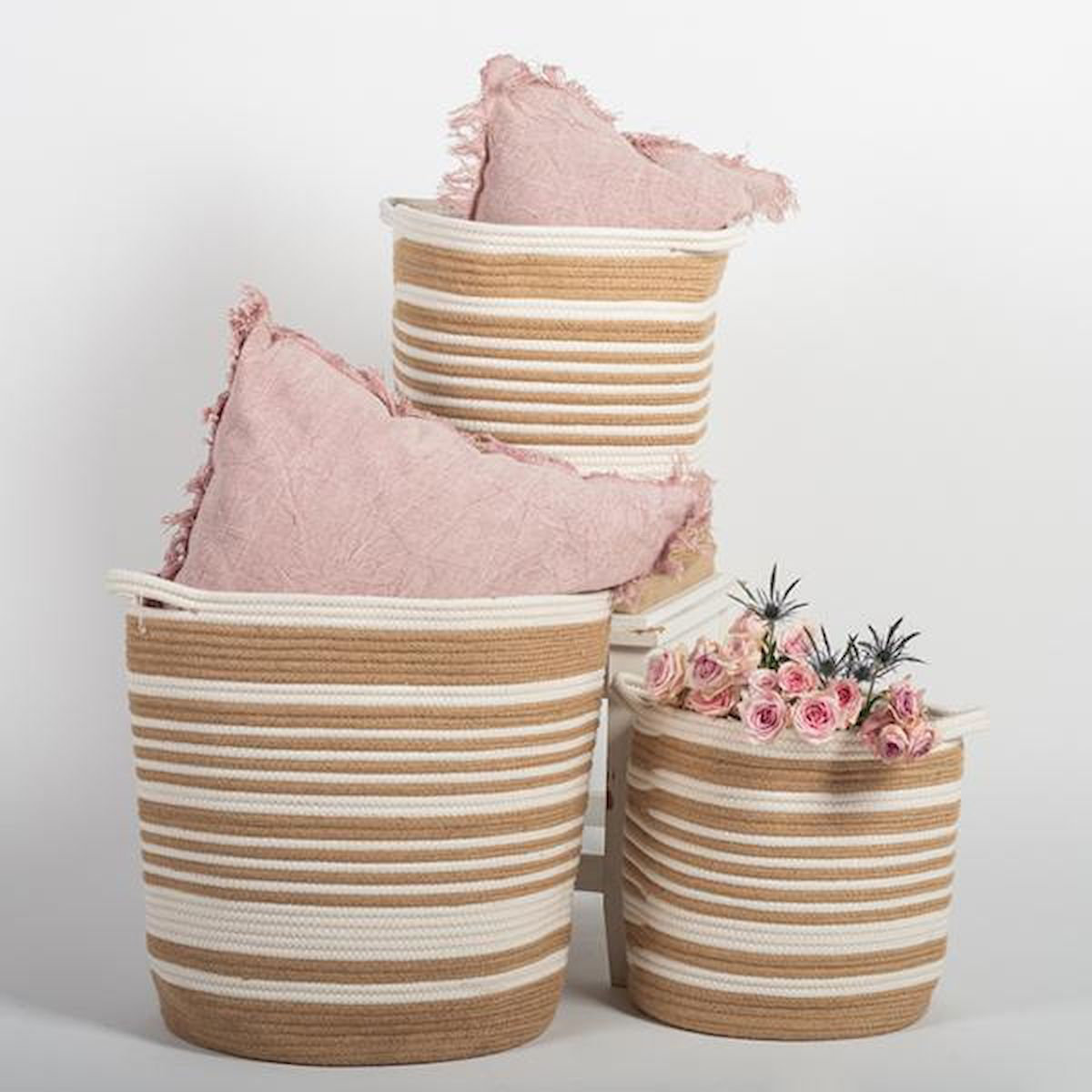 Rosecliff Heights Striped Rope Baskets Wayfair