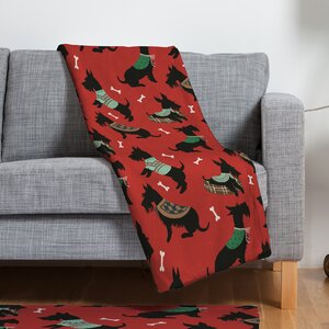 Christmas Canine Scottie Fleece Throw Blanket