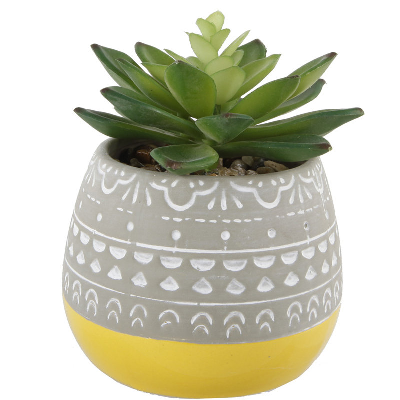 2 Artificial Tone Floral Pattern Desktop Succulent Plant In Pot Reviews Allmodern