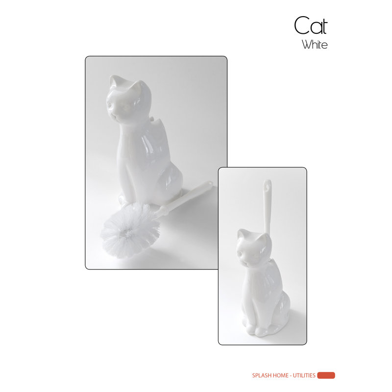 Splash Home Cat 14in H Free Standing Toilet Brush And Holder