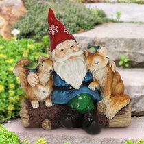 Cynor Miniature Fairy Garden Figurines Animal Outdoor Statues Beating Acorn Squirrel