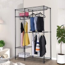 Beige LONGITUDE 69 Portable Foldable Wardrobe,Waterproof Fabric Closet with Double Hanging Rods,5-Layer 9-Compartment Clothes Storage Organizer 149.5x44x174cm 