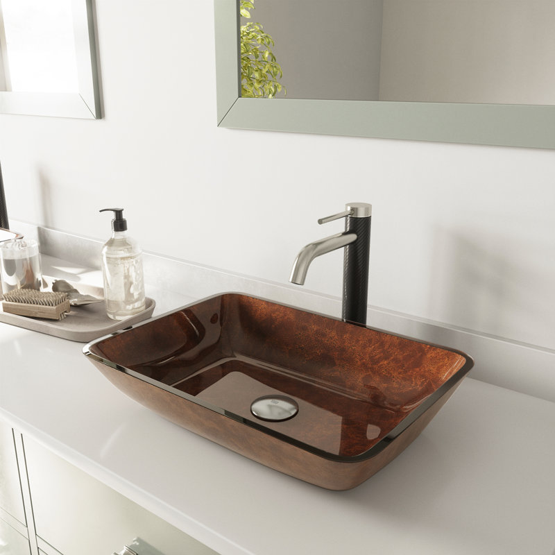 Vigo Onyx Glass Rectangular Vessel Bathroom Sink With Faucet Wayfair