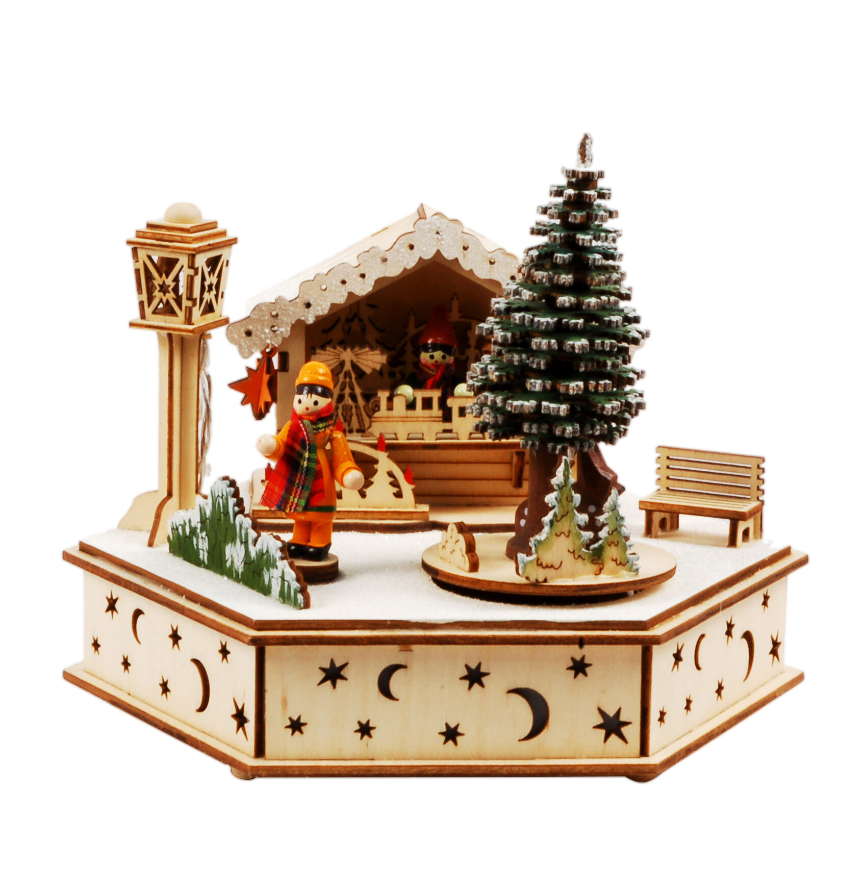 wooden christmas music box