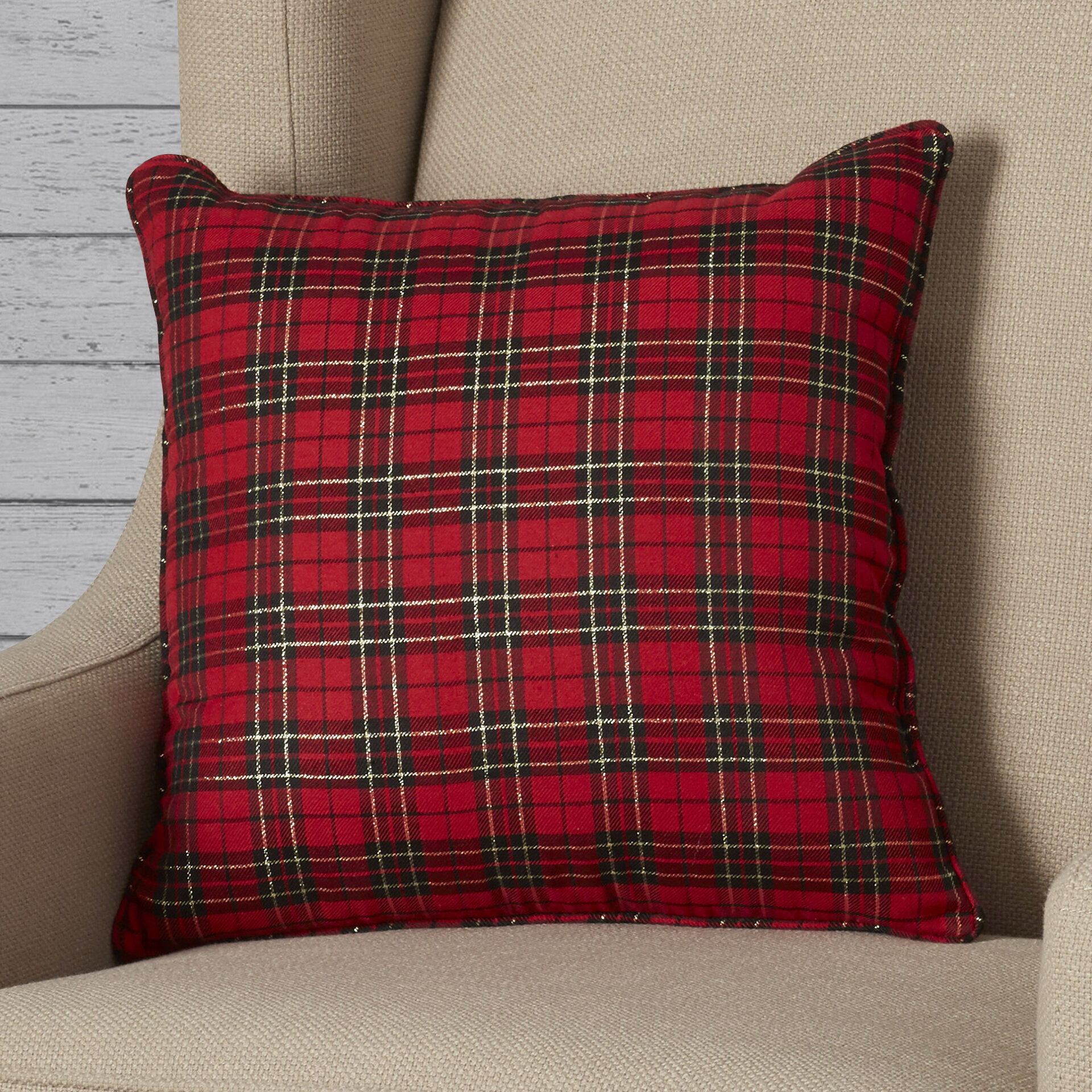COUNTRY RED PLAID CORD LETTERS SAYING RUSTIC CABIN TEA STAR FAMILY PILLOW 