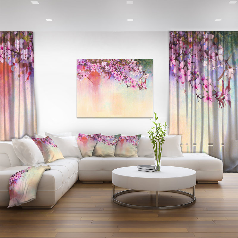 Designart Watercolor Painting Cherry Blossoms Painting Print On