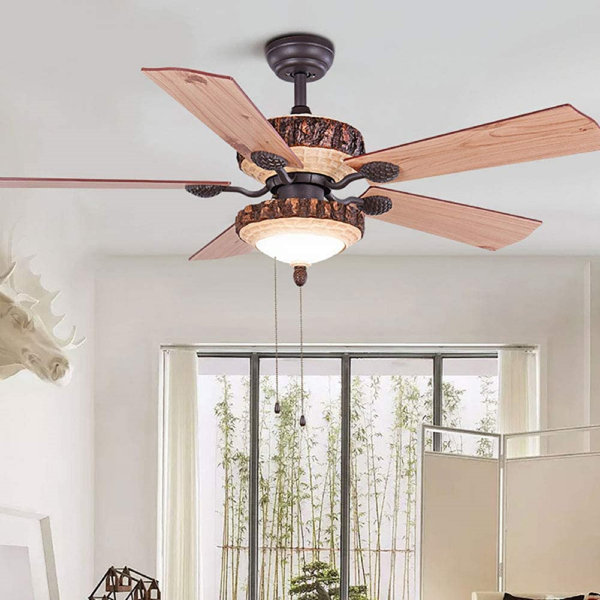 52 Inch Rustic Ceiling Fan With Lights and Remote Silent Fans Chandelier With... 