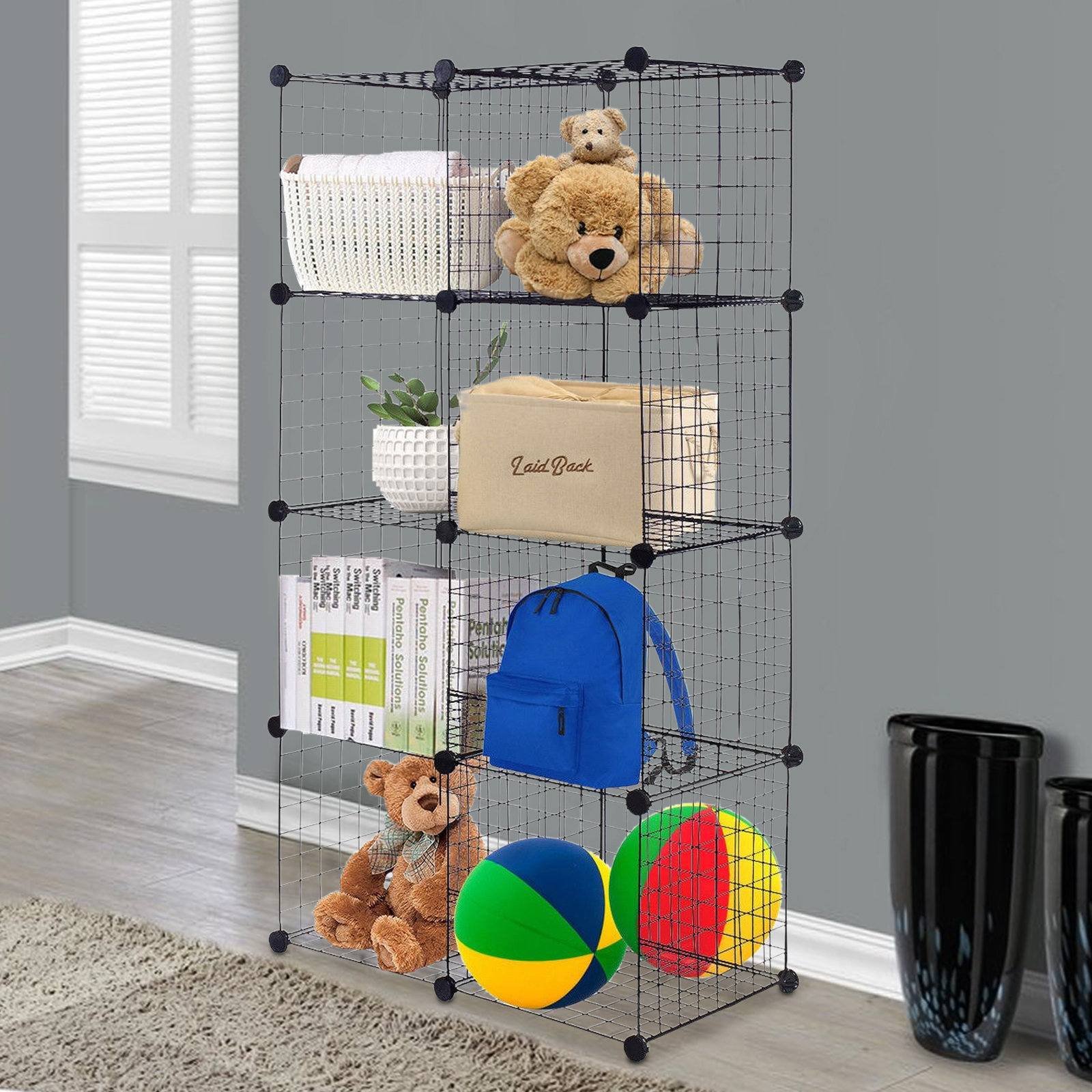 Rebrilliant DIY 8 Cube Grid Wire Cube Shelves Wayfair