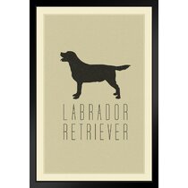 Dog Home Decor Swimming Labrador Black Framed Wall Art Print