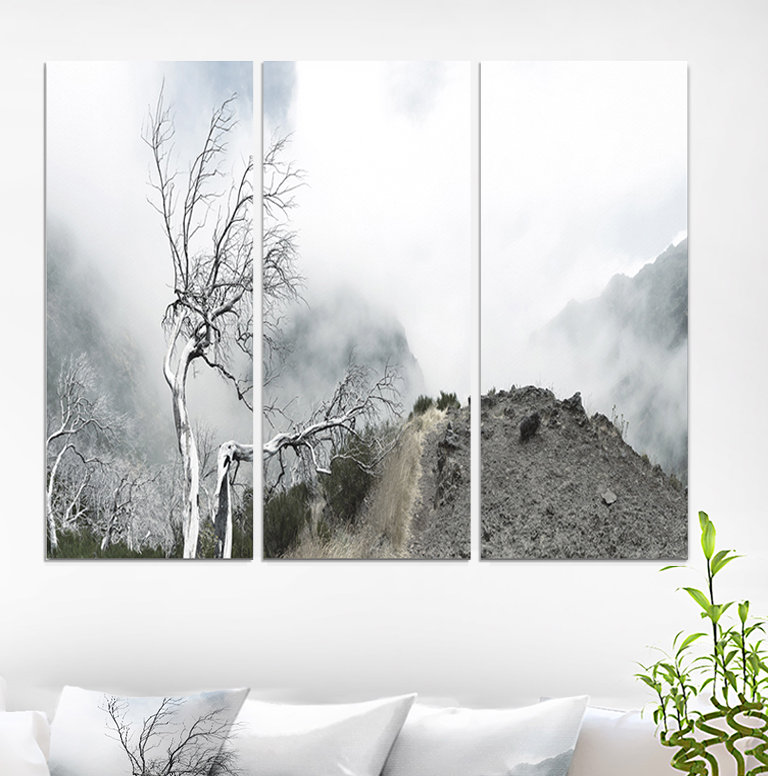 East Urban Home Dead Trees In Foggy Mountains Photographic Print Multi Piece Image On Wrapped Canvas Wayfair