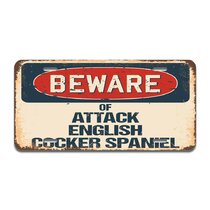 Beware Of Attack English Cocker Spaniel Rustic Sign Classic Decoration 