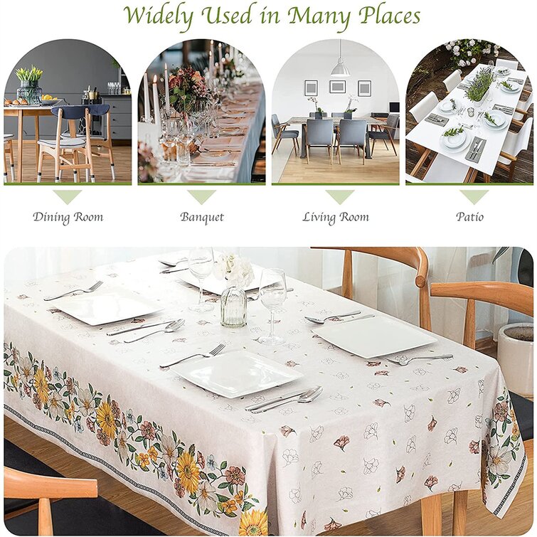 Oil Proof Spill Proof Polyester Tablecloth Summer Beach Style Decorative Tablecloth Rectangular Long Tablecloth 