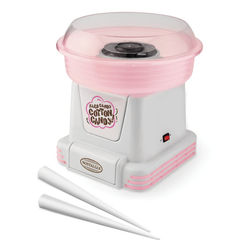 Monland Vintage Hard Free Countertop Cotton Candy Maker Includes 2 Reusable Cones and Sugar Scoop Pink US Plug
