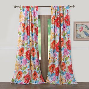 Sevan Nature/Floral Sheer Rod Pocket Curtain Panel (Set of 2)