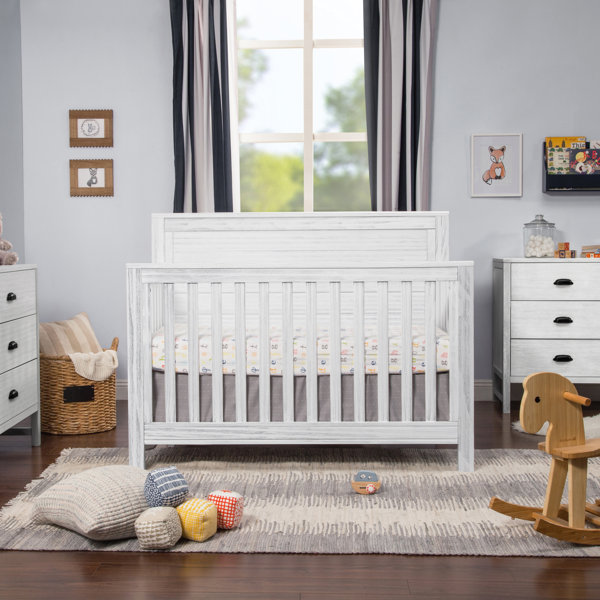 rustic white crib and dresser