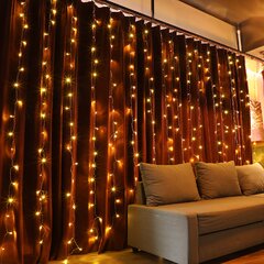 300 Light Curtain Light Set Holiday Time Clear Lights 26 Feet Lighted Length 