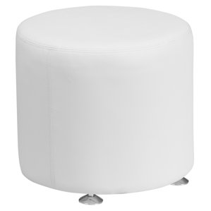 Krysten Solid Round Leather Ottoman by Orren Ellis