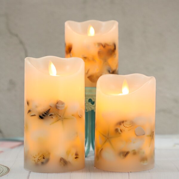 6.5 & 4.5" MADE FROM REAL WAX NEW EMBEDDED FALL LEAF LUMINARA FLAMELESS CANDLE