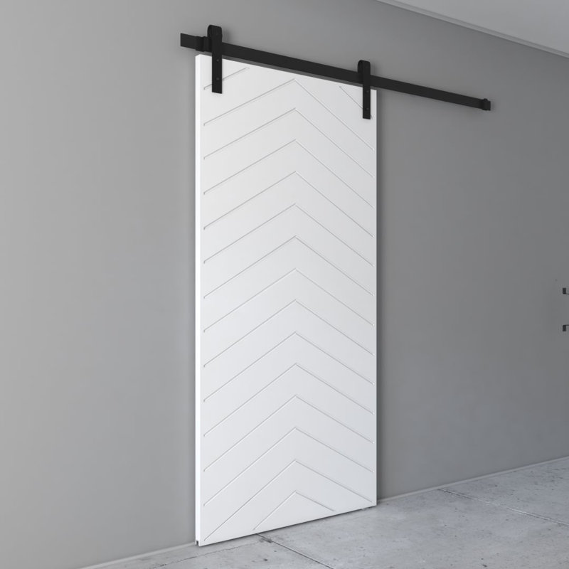 Urban Woodcraft Paneled Wood Painted Barn Door With Installation