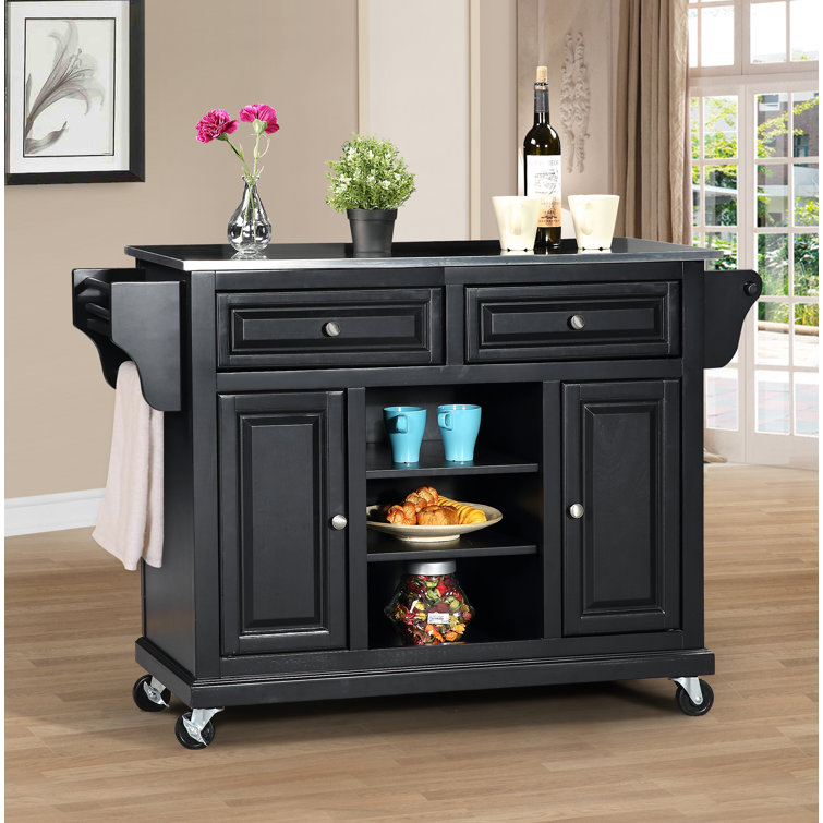 Raynham 42'' Wide Rolling Kitchen Island with Stainless Steel Top
