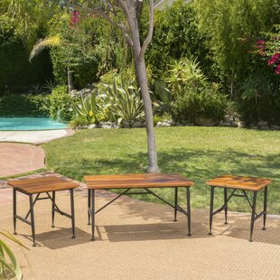Cabarley Outdoor Wood 3 Piece Coffee Table Set by Gracie Oaks