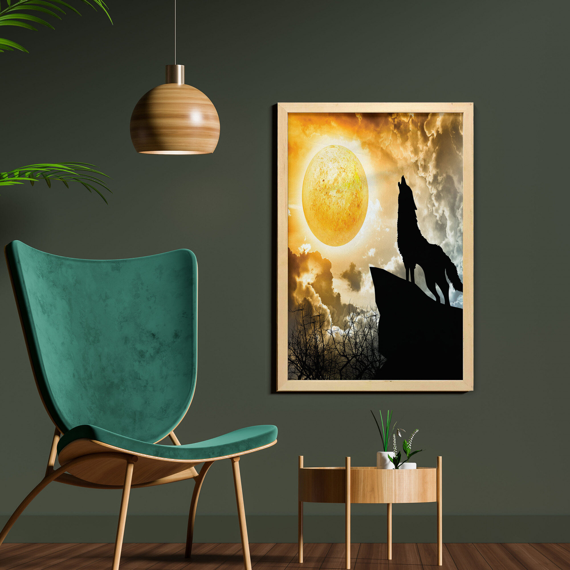 East Urban Home Howling Animal Silhouette At The Top A Hill Full Moon At  The Night Time - Picture Frame Graphic Art | Wayfair