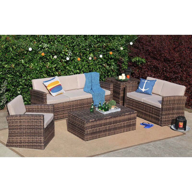 Baner Garden 5 Piece Sofa Set With Cushions Wayfair