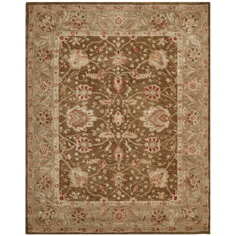 Charlton Home Tingley Oriental Handmade Tufted Wool Brown Green Area Rug Reviews Wayfair